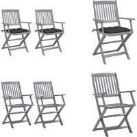 vidaXL Tuinstoelen 2 st inklapbaar met kussens massief acaciahout - Tuinstoel - Tuinstoelen - Tuin Stoel - Tuin Stoelen