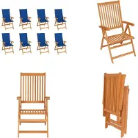 vidaXL Tuinstoelen 8 st verstelbaar met kussens massief teakhout - Houten Stoel - Houten Stoelen - Tuin Stoel - Tuin Stoelen