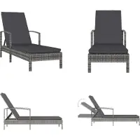 vidaXL Ligbed met armleuningen poly rattan grijs - Ligbed - Ligbedden - Zonnebed - Zonnebedden