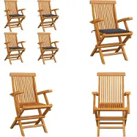 vidaXL Tuinstoelen 4 st met antracietkleurige kussens massief teakhout - Tuinstoel - Tuinstoelen - Tuin Stoel - Tuin Stoelen