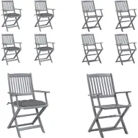 vidaXL Tuinstoelen 4 st inklapbaar met kussens massief acaciahout - Tuinstoel - Tuinstoelen - Tuin Stoel - Tuin Stoelen