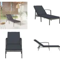 vidaXL Ligbed met kussen poly rattan grijs - Ligstoel - Ligstoelen - Ligbed - Terrasstoel