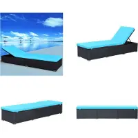vidaXL Ligbed met kussen poly rattan zwart - Ligbed - Ligbedden - Ligstoel - Ligstoelen
