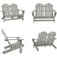 vidaXL 2-persoons Adirondack tuinbank, massief grenenhout, grijs - Tuinstoel - Tuinstoelen - Tuinfauteuil - Buitenstoel