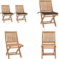 vidaXL Tuinstoelen, 2 stuks, met taupe kussens, massief teakhout - Tuinstoel - Tuinstoelen - Houten tuinstoel - Houten tuinstoelen
