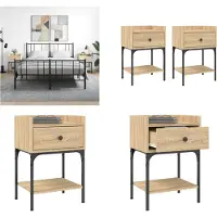 vidaXL Nachtkastjes 2 st 40,5x31x60 cm bewerkt hout sonoma eikenkleur