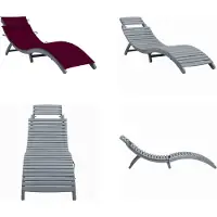 vidaXL Ligbed met kussen massief acaciahout grijs - Ligstoel - Ligstoelen - Lig Stoel - Lig Stoelen