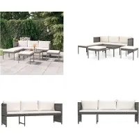 vidaXL - 6-delige - Loungeset - met - kussens - poly - rattan - grijs