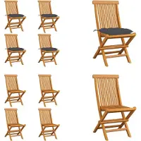 vidaXL Tuinstoelen 4 st met antracietkleurige kussens massief teakhout - Tuinstoel - Tuinstoelen - Tuin Stoel - Tuin Stoelen
