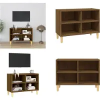 vidaXL Tv-meubel met houten poten 69,5x30x50 cm bruin eikenkleur - Tv-meubel - Tv-meubelen - Stereokast - Televisiemeubel