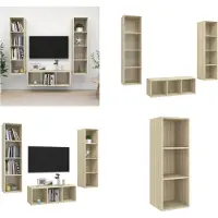 vidaXL 3-delige Tv-meubelset spaanplaat sonoma eikenkleurig - Tv-kastenset - Tv-kastensets - Tv-kasten - Tv-meubelset