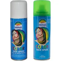 Goodmark Carnaval verkleed haarverf - haarspray - kleuren wit en groen - 111 ml per flacon - verven