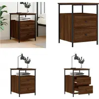 vidaXL Nachtkastje 44x45x60 cm bewerkt hout bruin eikenkleur