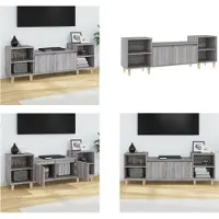 vidaXL Tv-meubel 160x35x55 cm bewerkt hout grijs sonoma eikenkleurig - Tv-kast - Tv-kasten - Tv-meubel - Hifi-meubel