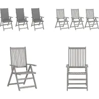vidaXL Tuinstoelen 3 st verstelbaar met kussens massief acaciahout - Tuinstoel - Tuinstoelen - Stoel - Stoelen