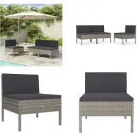 vidaXL Tuinstoelen 3 st met kussens poly rattan grijs - Tuinstoel - Tuinstoelen - Stoel Voor Buiten - Stoelen Voor Buiten
