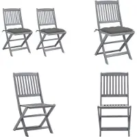 vidaXL Tuinstoelen 2 st inklapbaar met kussens massief acaciahout - Tuinstoel - Tuinstoelen - Tuin Stoel - Tuin Stoelen