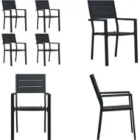 vidaXL Tuinstoelen 4 st hout-look HDPE zwart - Tuinstoel - Tuinstoelen - Stoel - Stoelen