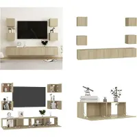 vidaXL 6-delige Tv-meubelset bewerkt hout sonoma eikenkleurig - Tv-meubelset - Tv-meubelsets - Tv Meubelset - Tv Meubelsets