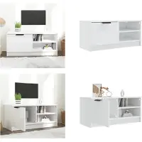 vidaXL Tv-meubel 80x35x36,5 cm bewerkt hout hoogglans wit - Tv-kast - Tv-kasten - Tv-meubel - Hifi-meubel