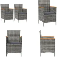 vidaXL Tuinstoelen, 2 stuks, polyrotan, grijs - Tuinstoel - Tuinstoelen - Tuinstoel - Eetstoel