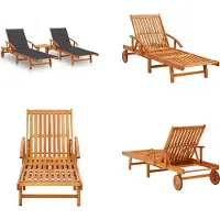 vidaXL Ligstoelen 2 st met tafel en kussens massief acaciahout - Zonnestoel - Zonnestoelen - Zonnebed - Zonnebedden