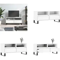 vidaXL Tv-meubel 100x34,5x44,5 cm bewerkt hout wit - Tv-meubel - Tv-meubels - Tv-kast - Tv-meubel