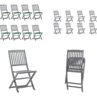 vidaXL Tuinstoelen 8 st inklapbaar met kussens massief acaciahout - Tuinstoel - Tuinstoelen - Tuin Stoel - Tuin Stoelen