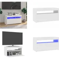 vidaXL Tv-meubel met LED-verlichting 75x35x40 cm wit - Tv-kast - Tv-kasten - Tv-meubel - Tv-meubel Met LED-verlichting