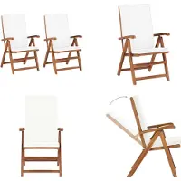 vidaXL Tuinstoelen 2 st verstelbaar met kussens massief teakhout crème - Houten Stoel - Houten Stoelen - Tuin Stoel - Tuin Stoelen