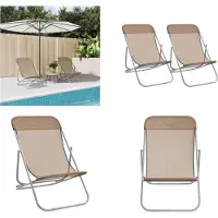 vidaXL Strandstoelen 2 st textileen en gepoedercoat staal taupe - Strandstoel - Strandstoelen - Inklapbare Stoel - Campingstoel