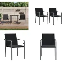 vidaXL Tuinstoelen 2 st met kussens 56x59x84 cm poly rattan zwart - Tuinstoel - Tuinstoelen - Tuin Stoel - Buitenstoel