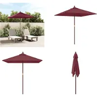 vidaXL - Parasol - met - houten - paal - 198x198x231 - cm - bordeauxrood