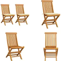 vidaXL Tuinstoelen 2 st met crèmekleurige kussens massief teakhout - Tuinstoel - Tuinstoelen - Tuin Stoel - Tuin Stoelen