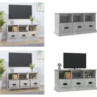 vidaXL Tv-meubel 100x35x50 cm bewerkt hout betongrijs - Tv-kast - Tv-kasten - Tv-meubel - Hifi-meubel