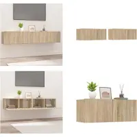 vidaXL Tv-meubels 2 st 80x30x30 cm bewerkt hout sonoma eikenkleurig - Tv-kast - Tv-kasten - Tv-meubel - Tv-meubel Met LED-verlichting