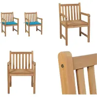 vidaXL Tuinstoelen 2 st met blauwe kussens massief teakhout - Tuinstoel - Tuinstoelen - Buitenstoel - Buitenstoelen