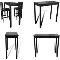 vidaXL Bartafel met 2 barkrukken zwart - Bartafel - Bartafels - Bar Tafel - Bar Tafels