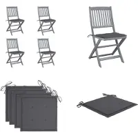 vidaXL Tuinstoelen 4 st inklapbaar met kussens massief acaciahout - Tuinstoel - Tuinstoelen - Tuin Stoel - Tuin Stoelen