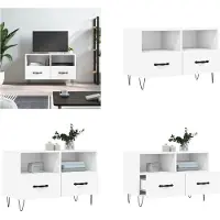 vidaXL Tv-meubel 80x36x50 cm bewerkt hout wit - Tv-meubel - Tv-meubelen - Tv Kast - Opbergkast