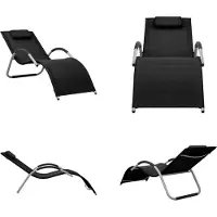 vidaXL Ligbed textileen zwart en grijs - Ligbed - Ligbedden - Ligstoel - Ligstoelen