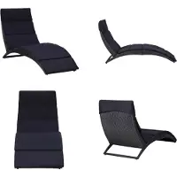 vidaXL Ligbed met kussen poly rattan zwart - Ligbed - Ligbedden - Zonnebed - Zonnebedden