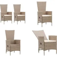 vidaXL Tuinstoelen 2 st met kussens poly rattan beige - Zitstoel - Zitstoelen - Stoel - Stoelen