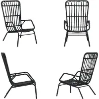 vidaXL Tuinstoel poly rattan zwart - Tuinstoel - Tuinstoelen - Buitenstoel - Buitenstoelen