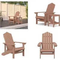 vidaXL Tuinstoel Adirondack met tafel HDPE bruin - Tuinstoel - Tuinstoelen - Terrasstoel - Tuintafel
