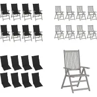 vidaXL Tuinstoelen 8 st verstelbaar met kussens acaciahout grijs - Tuinstoel - Tuinstoelen - Stoel - Stoelen