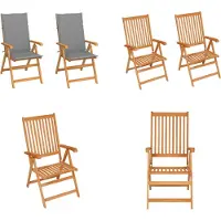 vidaXL Tuinstoelen 2 st met grijze kussens massief teakhout - Tuinstoel - Tuinstoelen - Tuin Stoel - Tuin Stoelen