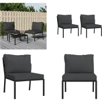 vidaXL Tuinstoelen met grijze kussens 2 st 60x74x79 cm staal - Tuinstoel - Tuinstoelen -tuinzitje -tuinstoel