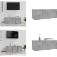 vidaXL Tv-meubel 80x34x30 cm bewerkt hout betongrijs - Tv-meubel - Tv-meubels - Tv-meubelen - Tv-meubilair