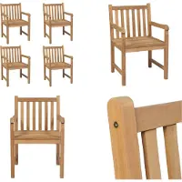 vidaXL Tuinstoelen, 4 stuks, massief teakhout - Tuinstoel - Tuinstoelen - Buitenstoel - Buitenstoelen